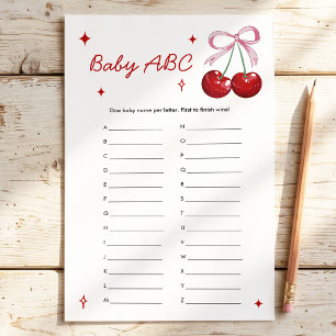 Baby ABC Name Cherry on Top Baby Shower Game