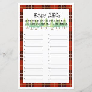 Baby ABCs Little Lumberjack Baby Shower Game