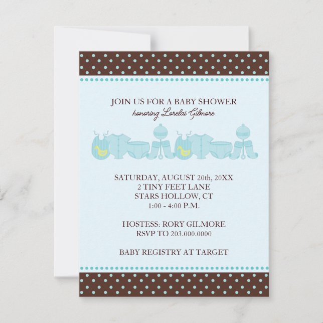 Baby Accessories Shower Invitations {Blue} (Front)