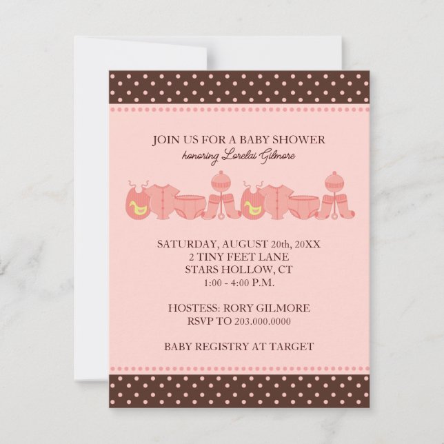 Baby Accessories Shower Invitations {Pink} (Front)
