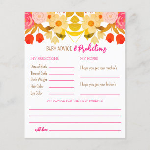 Baby Advice and Prediction Game Paper Sheet