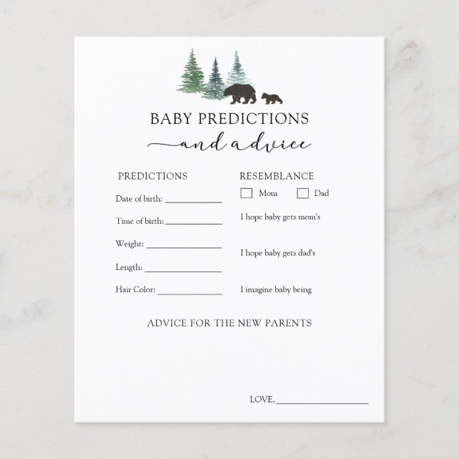Baby Advice and Predictions Card (Front)
