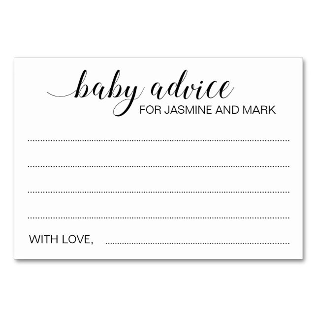 Baby Advice For New Parents Baby Shower Guest Book Table Number (Front)