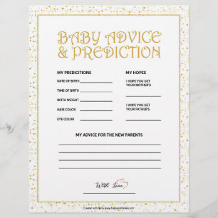 Baby Advice & Prediction [Golden Sparkles] Custom Letterhead