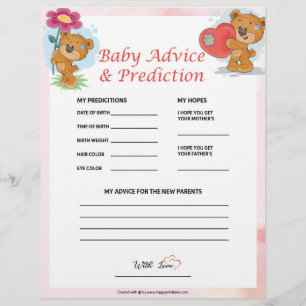 Baby Advice & Prediction [Teddy Bears] Custom Letterhead