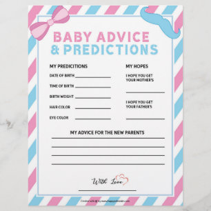 Baby Advice & Predictions [Gender Surprise] Custom Letterhead