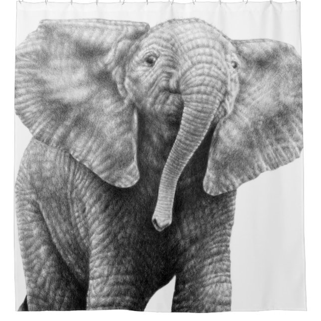 Baby African Elephant Shower Curtain (Front)