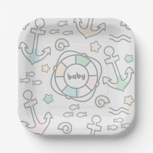 Baby Ahoy Paper Plate