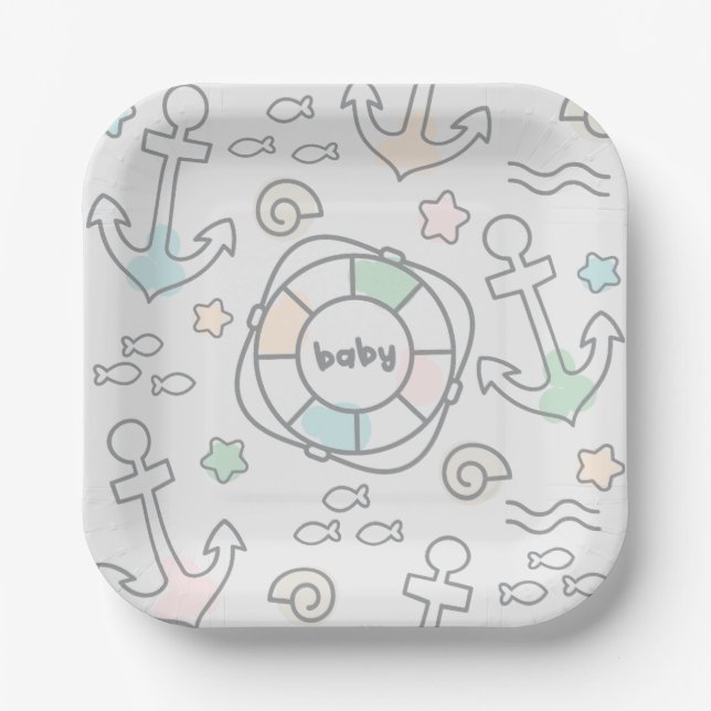 Baby Ahoy Paper Plate (Front)