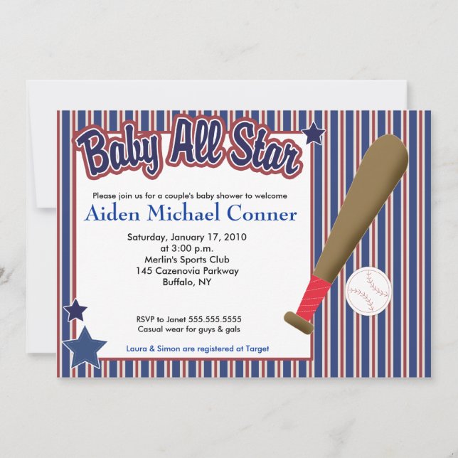 BABY All Star Baseball Champ Baby Shower invite (Front)