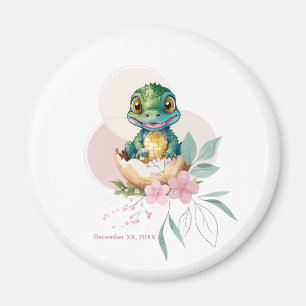 Baby Alligator Hatching Floral Baby Shower Magnet