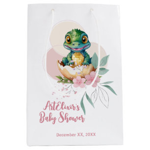 Baby Alligator Hatching Floral Baby Shower Medium Gift Bag