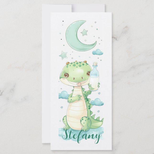 Baby Alligator Watercolor Personalised Bookmark Card (Front)
