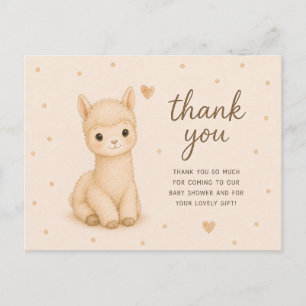 Baby Alpaca Baby Shower Thank You Postcard