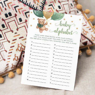 Baby Alphabet ABC Game Baby Shower Teddy Bear Card