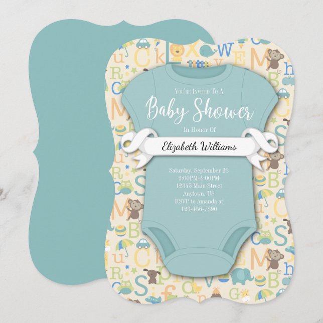 Baby Alphabet ABCs Baby Shower Invitation (Front/Back)