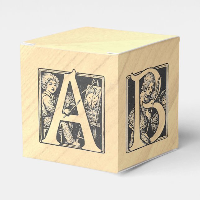 BABY Alphabet Block Wooden Vintage Favour Box (Front Side)