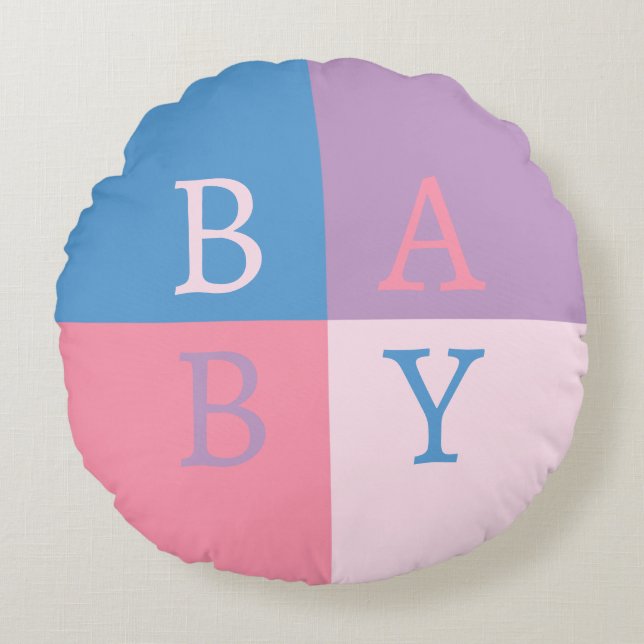 Baby Alphabet Squares Round Cushion (Front)