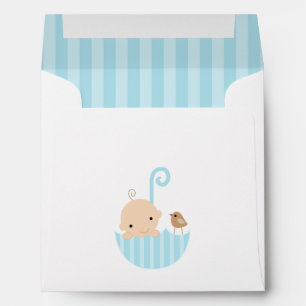Baby and Bird in Umbrella Baby Shower Envelopes