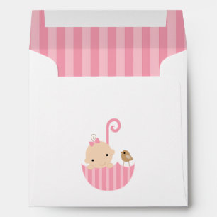 Baby and Bird in Umbrella Baby Shower Envelopes