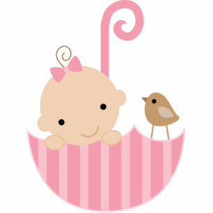 Baby and Bird in Umbrella Cake Topper Standing Photo Sculpture