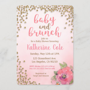 Baby and Brunch Baby Shower Glitter Invitation