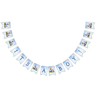 Baby and Bulldog Puppy It's a Boy Baby Shower  Bunting