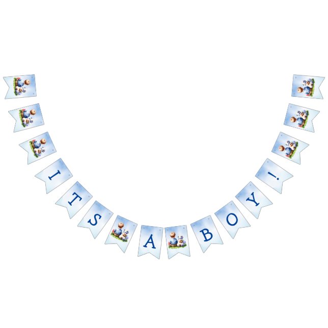 Baby and Bulldog Puppy It's a Boy Baby Shower  Bunting (All)