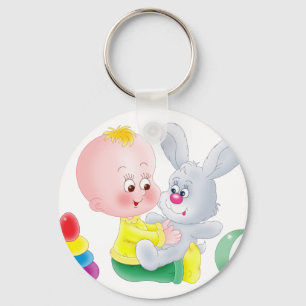 Baby and bunny key ring