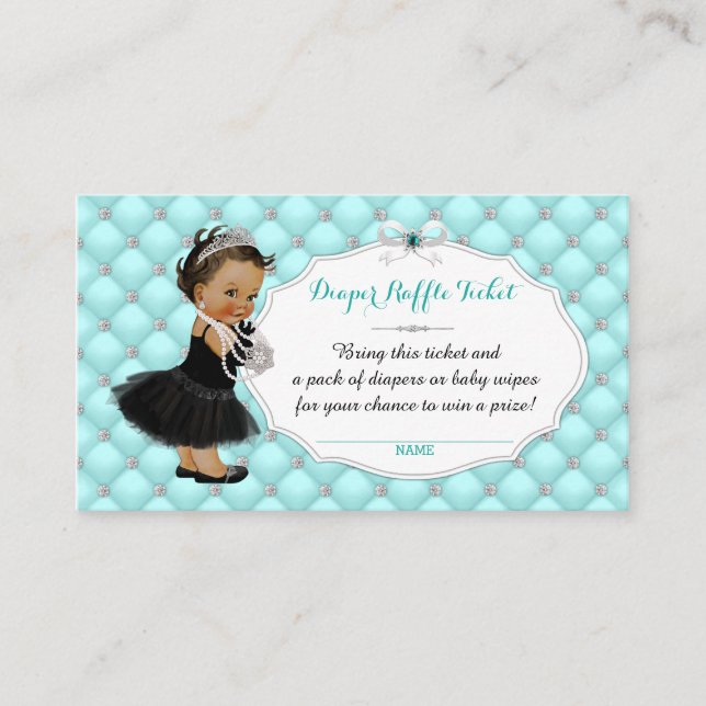Baby and Company Teal Blue Diaper Raffle Tickets Enclosure Card (Front)
