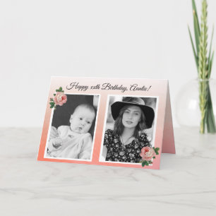 Baby and Current Photo Coral Birthday Card