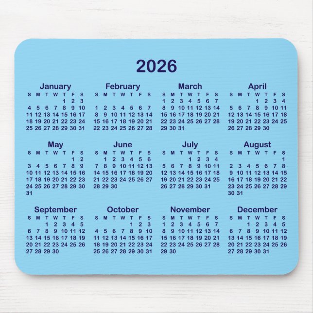 Baby and Dark Blue 2026 Calendar Mouse Mat (Front)