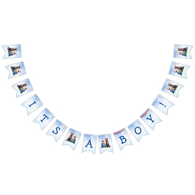 Baby and German Shepherd Boy's Baby Shower  Bunting (All)