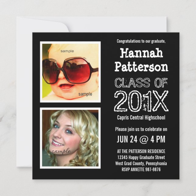 Baby and Grad Photo Graduation Party Invitation (Front)