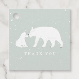 Baby And Mama Polar Bear Winter Blue Baby Shower Favour Tags