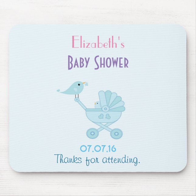 Baby and Mommy Bluebirds Baby Shower Mouse Mat (Front)