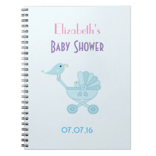 Baby and Mummy Bluebirds Baby Shower Notebook