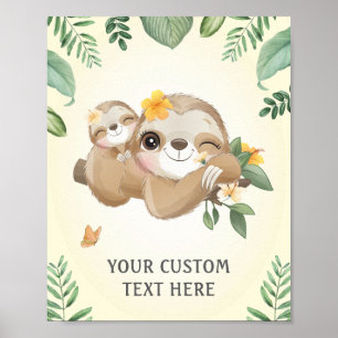 Baby and Mummy Sloths Baby Shower Sprinkle Nursery Poster