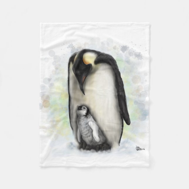 Baby and Parent Penguin Fleece Blanket (Front)