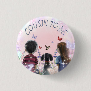 Baby and Puppy Baby Shower Cousin to be 3 Cm Round Badge