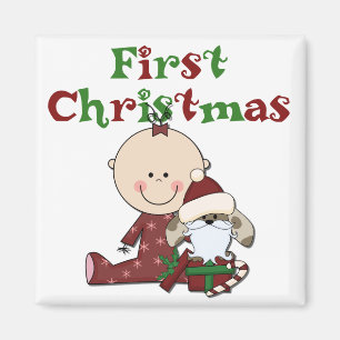 Baby and Santa Dog T-shirts Magnet