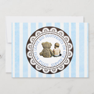 Baby and Teddy Bear Boys Baby Shower Invitation