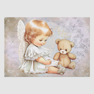 Baby Angel and Teddy Bear Watercolor Tissue Paper