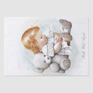 Baby Angel and Teddy Bear Watercolor Tissue Paper