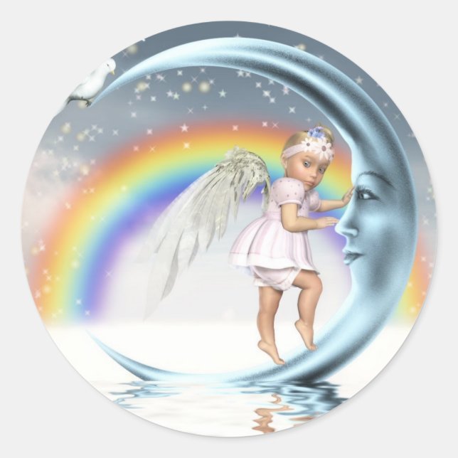 baby angel classic round sticker (Front)