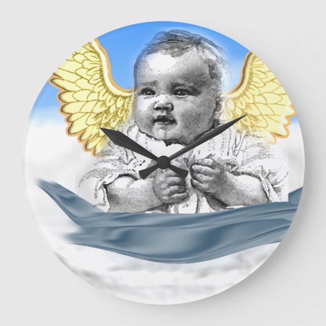 baby Angel  designs Large Clock (Front)