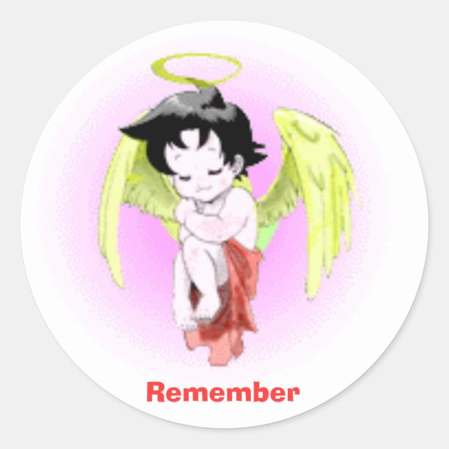 baby-angel, Remember Classic Round Sticker (Front)
