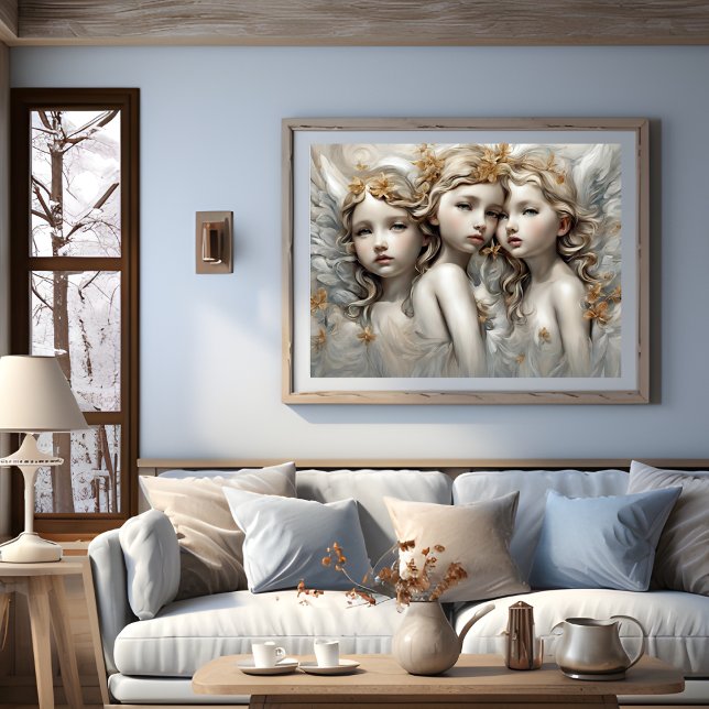 Baby Angel Sisters Modern Art  Poster (Baby Angel Sisters Modern Art Poster)