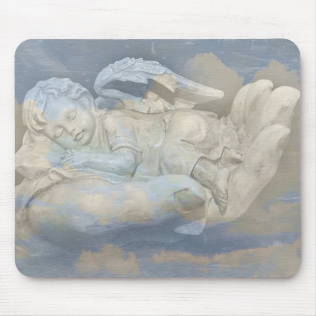 Baby Angel Wings Sleeping in God's Hand Mouse Mat (Front)