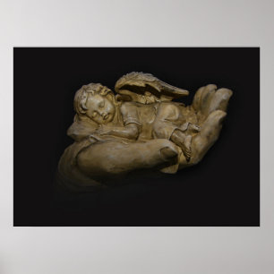 Baby Angel Wings Sleeping in Hand Poster